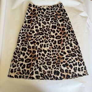 NWOT Leopard Satin Sheath Midi Skirt Large